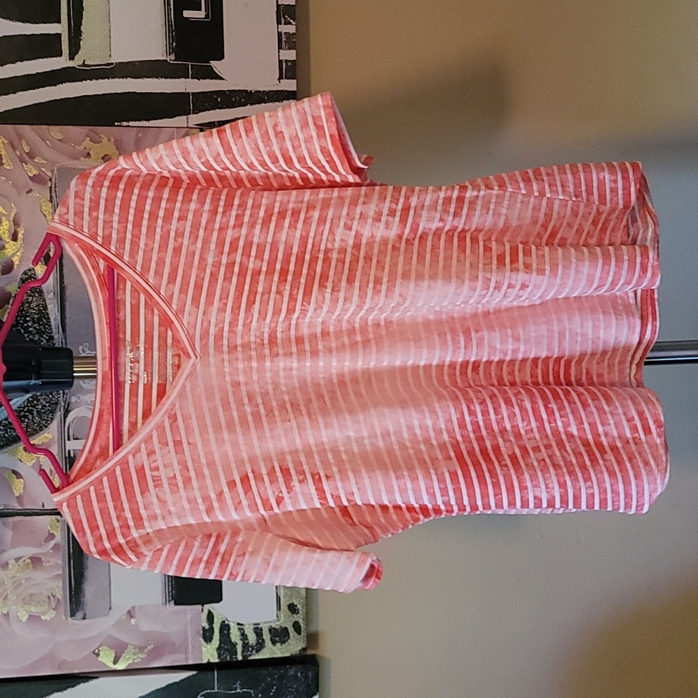 Peach and white stripe shirt